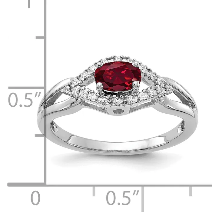 Goldia 14k White Gold 110 Ct Lab Grown Diamond VSSI G and Lab Created Ruby Ring Rings