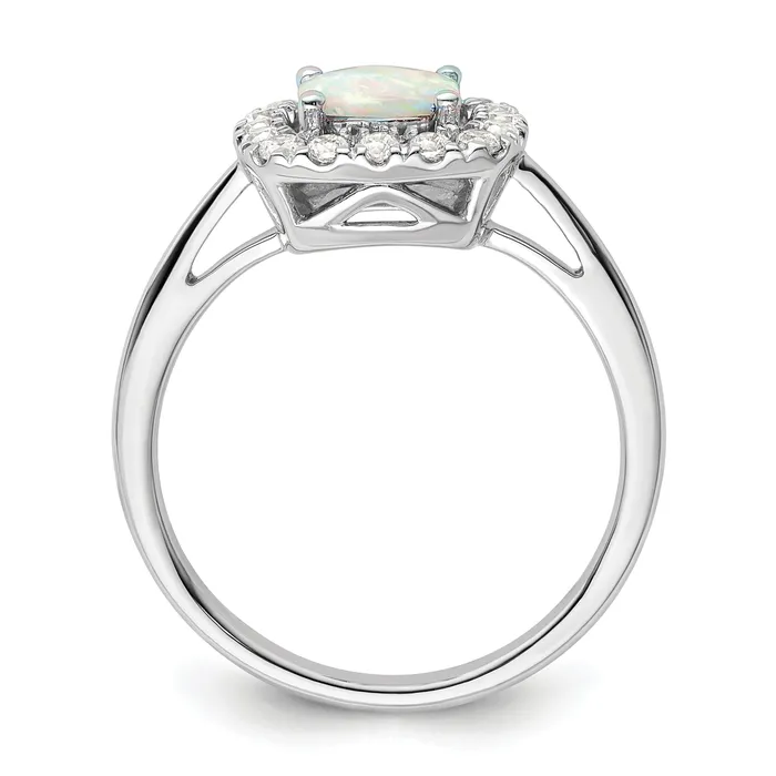 Goldia 14k White Gold 14 Ct Lab Grown Diamond VSSI G October Birthstone Lab Created Opal Halo Ring Rings