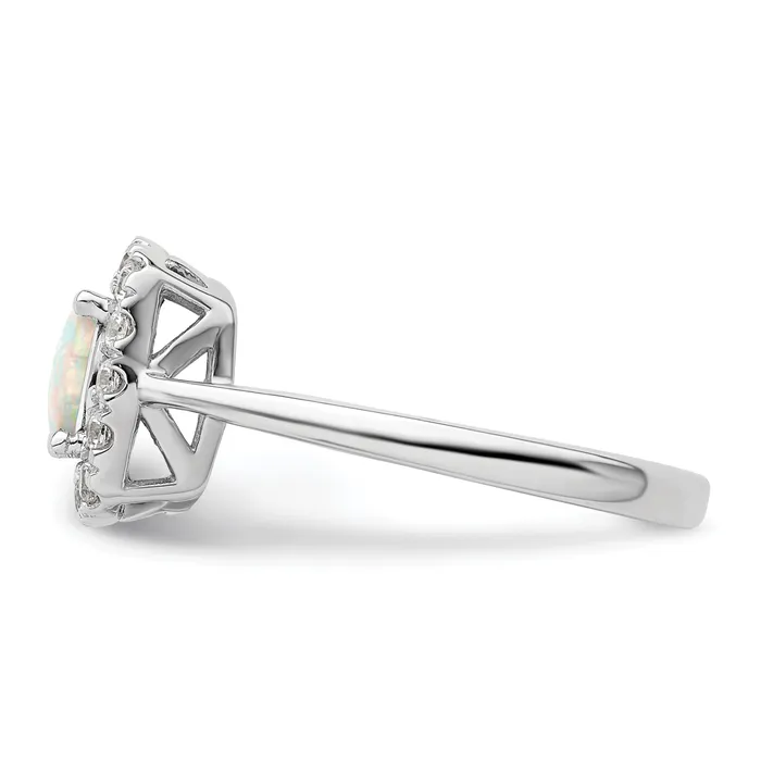 Goldia 14k White Gold 14 Ct Lab Grown Diamond VSSI G October Birthstone Lab Created Opal Halo Ring Rings