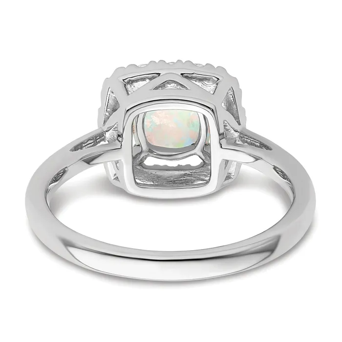 Goldia 14k White Gold 14 Ct Lab Grown Diamond VSSI G October Birthstone Lab Created Opal Halo Ring Rings