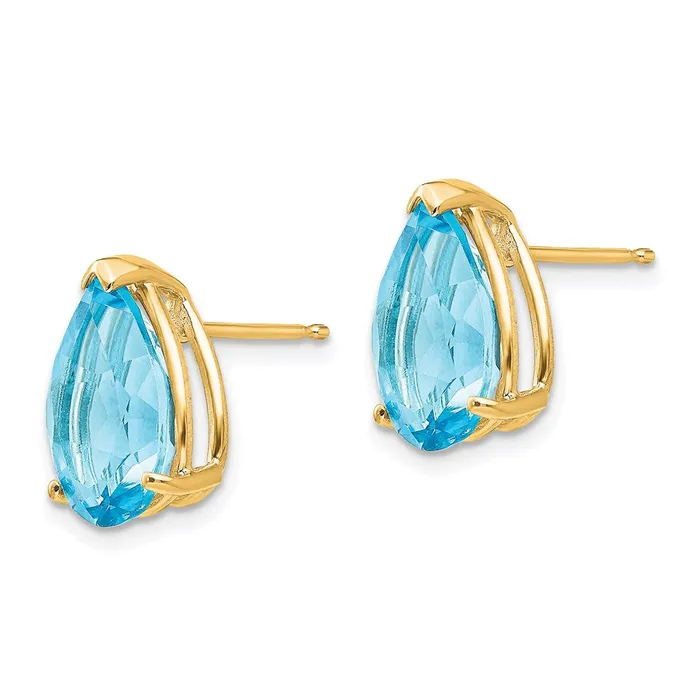 Goldia 14k Yellow Gold 12x8mm Pear Blue Topaz Earrings Earrings