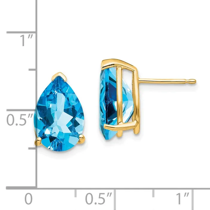 Goldia 14k Yellow Gold 12x8mm Pear Blue Topaz Earrings Earrings