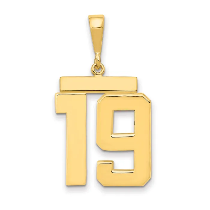 Goldia 14k Yellow Gold Large Polished Number 19 Charm Charm Necklaces