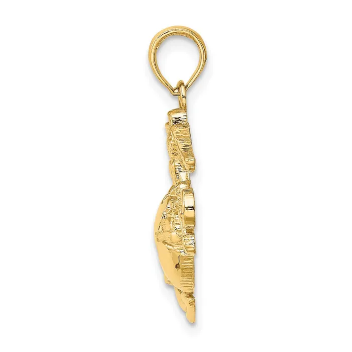 Goldia 14k Yellow Gold Polished Textured Marine Corps Charm Charm Necklaces