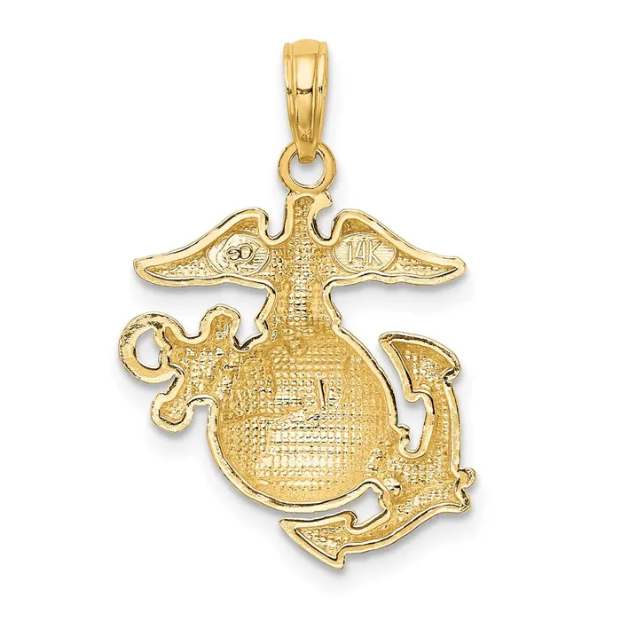 Goldia 14k Yellow Gold Polished Textured Marine Corps Charm Charm Necklaces