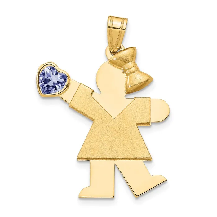 Goldia Charm Necklaces 14k Yellow Gold Girl with CZ June Birthstone Charm Goldia Charm Necklaces 14k Yellow Gold Girl with CZ June Birthstone Charm