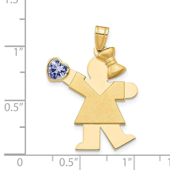 Goldia Charm Necklaces 14k Yellow Gold Girl with CZ June Birthstone Charm