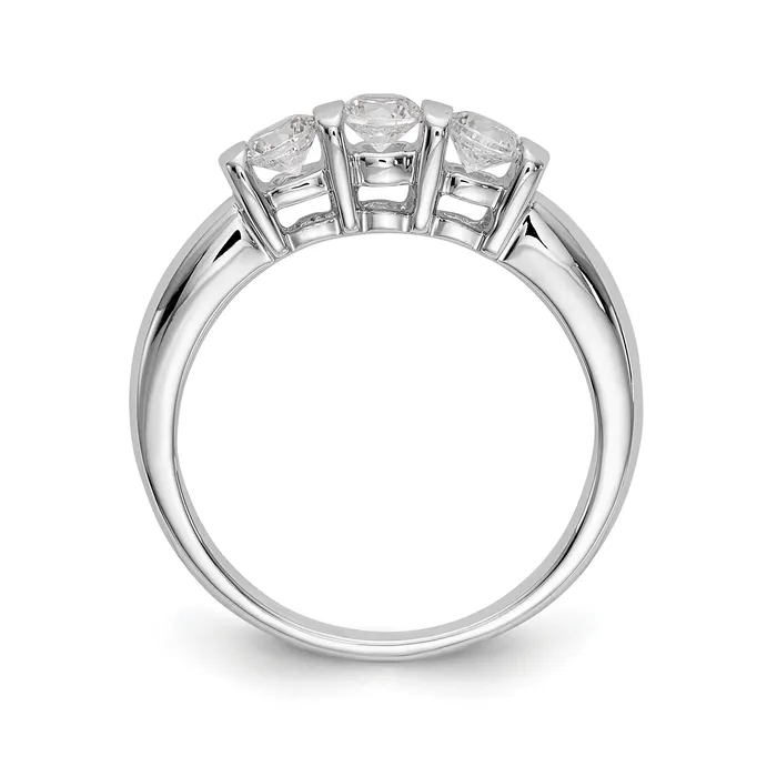 Goldiacom Rings 14K White Gold 3 Stone Diamond Engagement Ring