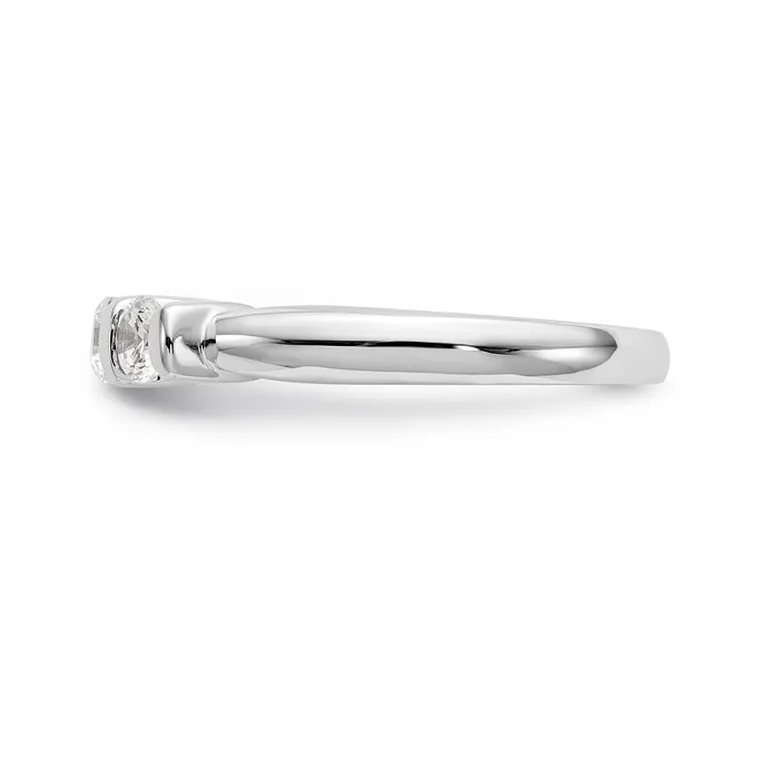 Goldiacom Rings 14K White Gold 3 Stone Diamond Engagement Ring