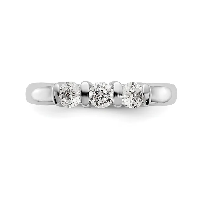 Goldiacom Rings 14K White Gold 3 Stone Diamond Engagement Ring