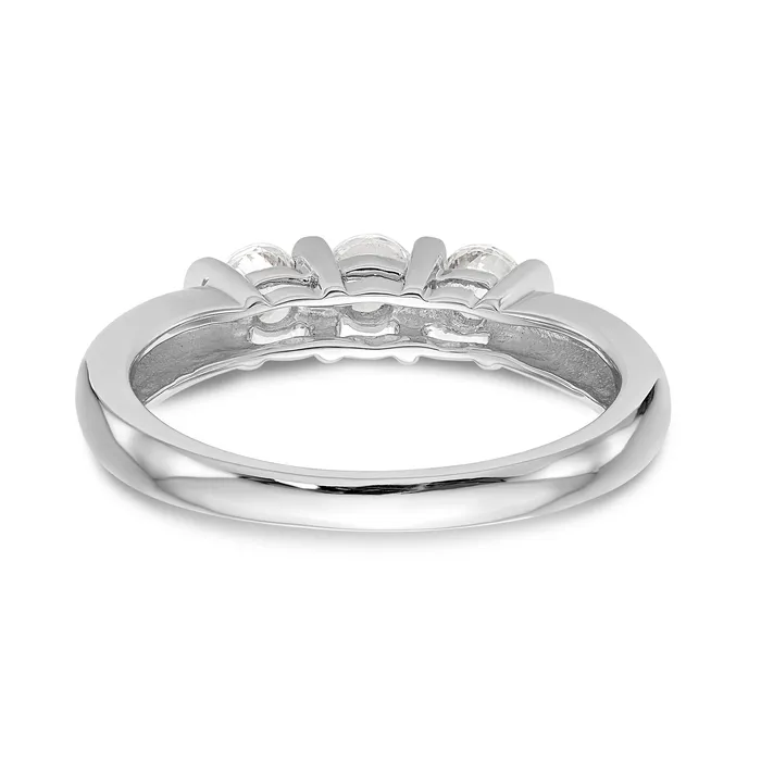 Goldiacom Rings 14K White Gold 3 Stone Diamond Engagement Ring