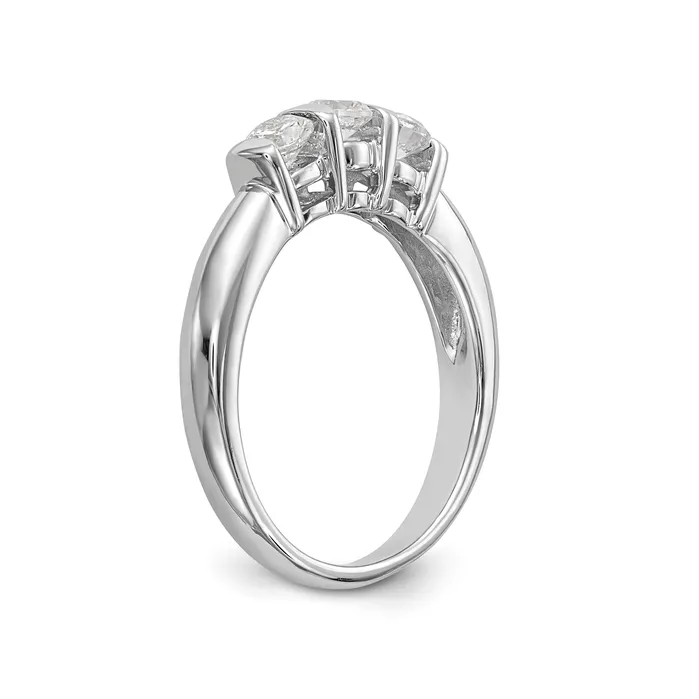 Goldiacom Rings 14K White Gold 3 Stone Diamond Engagement Ring