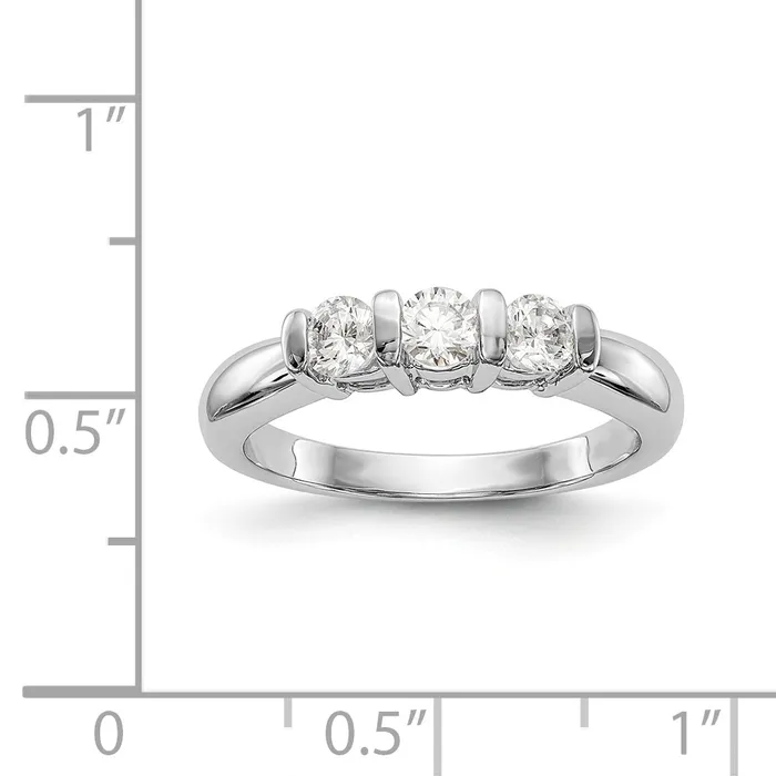 Goldiacom Rings 14K White Gold 3 Stone Diamond Engagement Ring