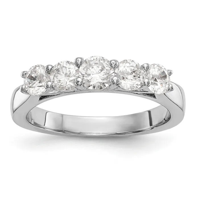 Goldiacom Rings 14K White Gold 5 Stone Simulated Diamond Band