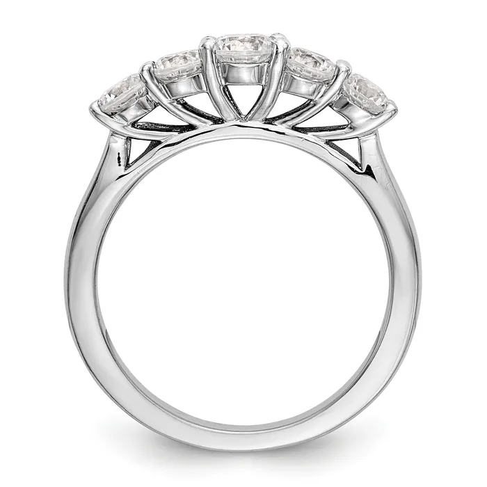 Goldiacom Rings 14K White Gold 5 Stone Simulated Diamond Band