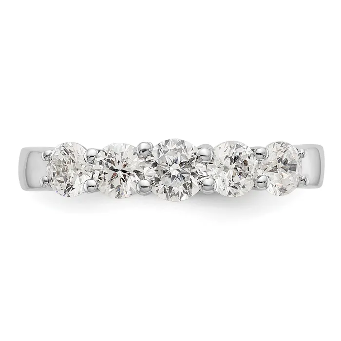 Goldiacom Rings 14K White Gold 5 Stone Simulated Diamond Band