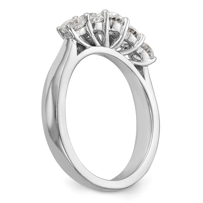 Goldiacom Rings 14K White Gold 5 Stone Simulated Diamond Band