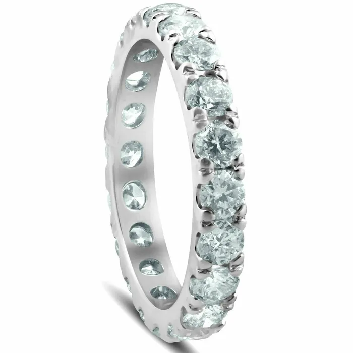Goldiacom Rings 3 Ct REAL Diamond Eternity Anniversary Womens Wedding Band Ring 14k White Gold