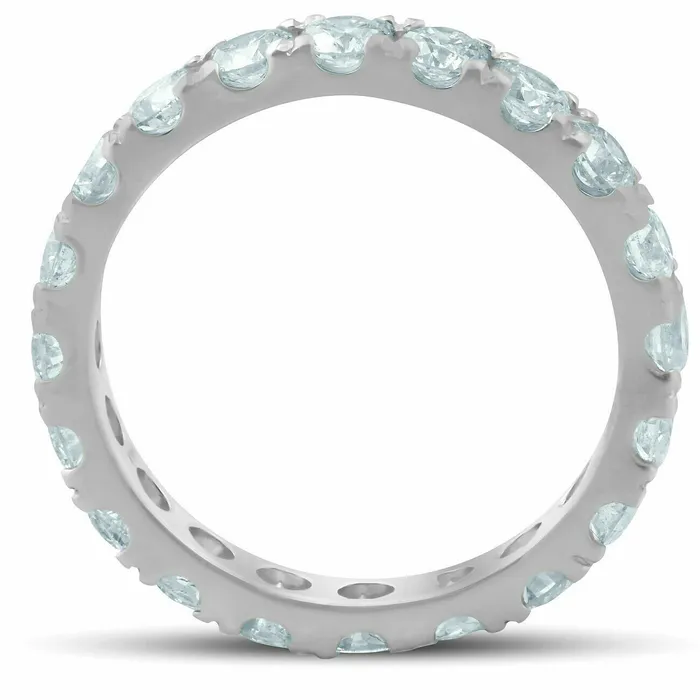 Goldiacom Rings 3 Ct REAL Diamond Eternity Anniversary Womens Wedding Band Ring 14k White Gold