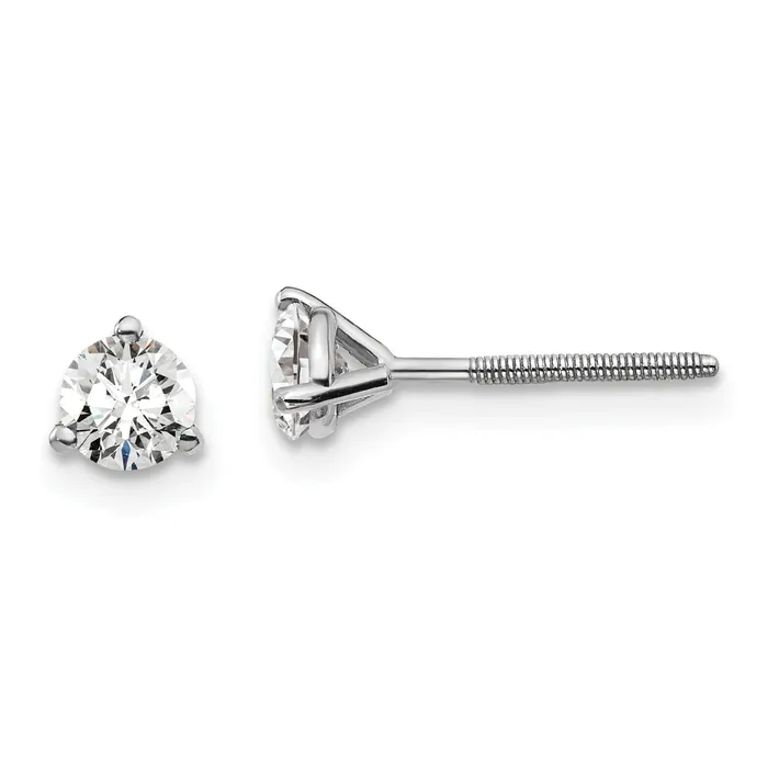 Goldia Earrings 14k White Gold 12 ctw Lab Grown Diamond VSSI G Round 3 Prong Heavy Wt Screwback Stud Earrings Goldia Earrings 14k White Gold 12 ctw Lab Grown Diamond VSSI G Round 3 Prong Heavy Wt Screwback Stud Earrings