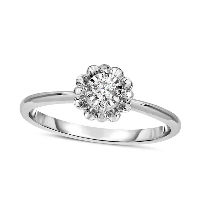 Goldia Natural Clarity Enhanced Diamond Accent Solitaire Frame Promise Ring in Solid 10K White Gold Rings Goldia Natural Clarity Enhanced Diamond Accent Solitaire Frame Promise Ring in Solid 10K White Gold Rings