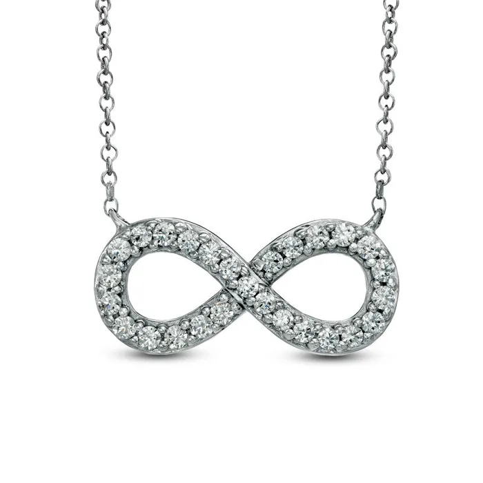 Goldia Necklaces 025 CT TW Natural Diamond Sideways Infinity Necklace in Sterling Silver