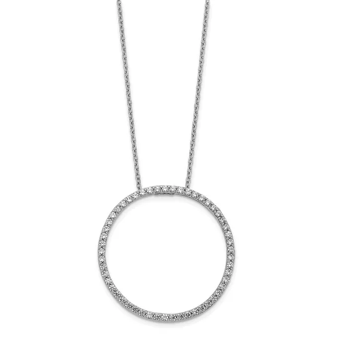 Goldia Necklaces 14k White Gold Real Diamond Circle 18 inch Necklace