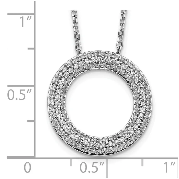 Goldia Necklaces 14k White Gold Real Diamond Circle 18 inch Necklace
