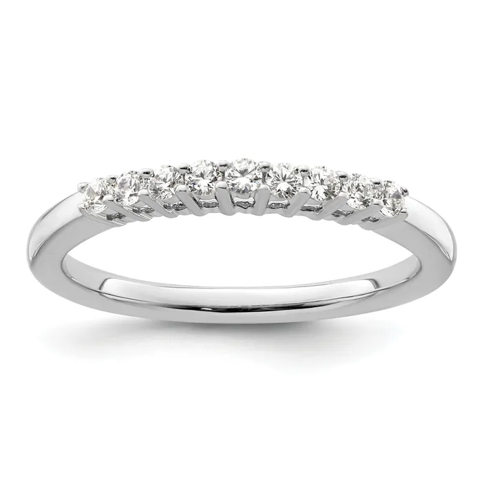 Goldia Rings 023ct CZ Solid Real 14K White Gold 9Stone Wedding Band Ring
