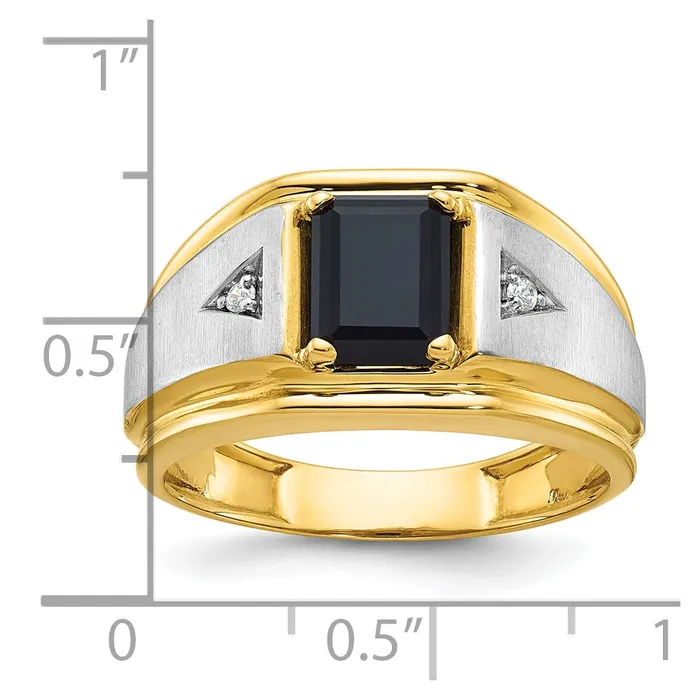 Goldia Rings 14k Twotone Gold Mens Satin Onyx and Diamond Complete Ring