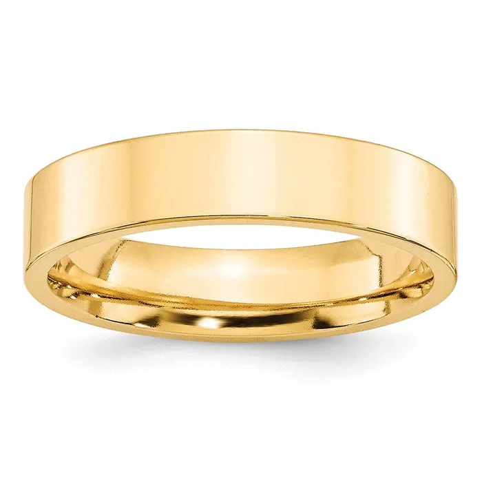 Goldia Rings Solid 10K Yellow Gold 5mm Standard Flat Comfort Fit MensWomens Wedding Band Ring Size 4