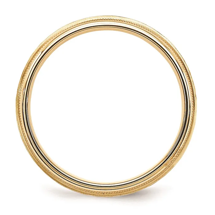 Goldia Rings Solid 10K Yellow Gold TwoTone 6mm Milgrained Edges Size 6 Wedding MensWomens Wedding Band Ring