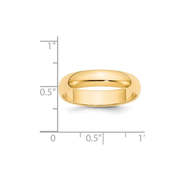 Goldia Rings Solid 14K Yellow Gold 5mm HalfRound Wedding MensWomens Wedding Band Ring Size 55