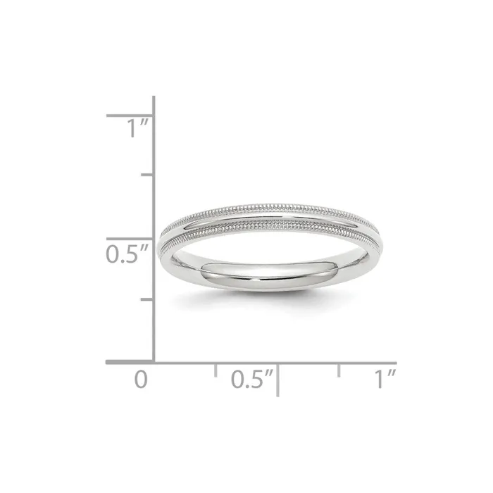 Goldia Rings Solid 18K White Gold 3mm Milgrain Comfort Fit MensWomens Wedding Band Ring Size 65