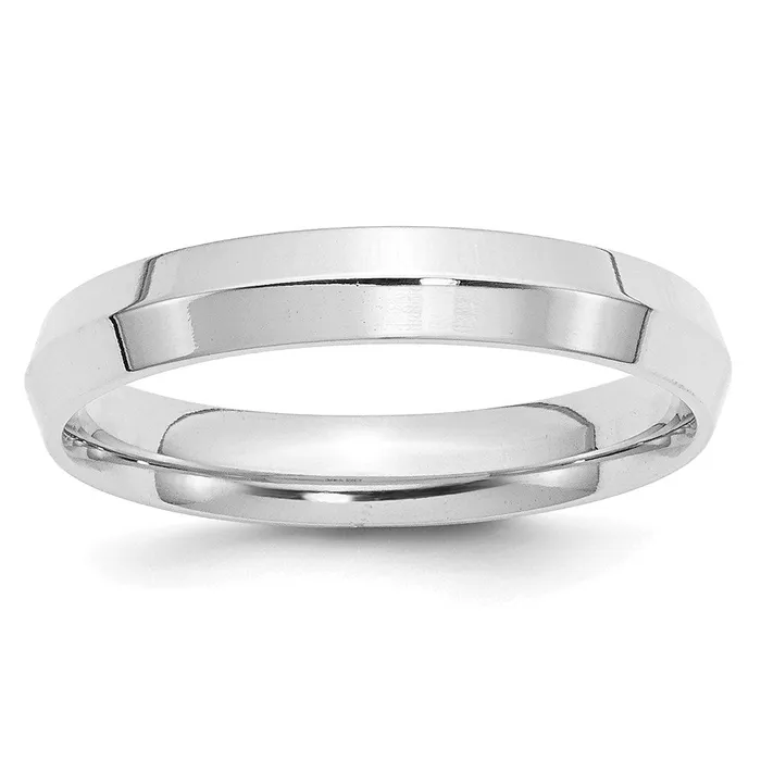 Goldia Rings Solid 18K White Gold 4mm Knife Edge Comfort Fit MensWomens Wedding Band Ring Size 125