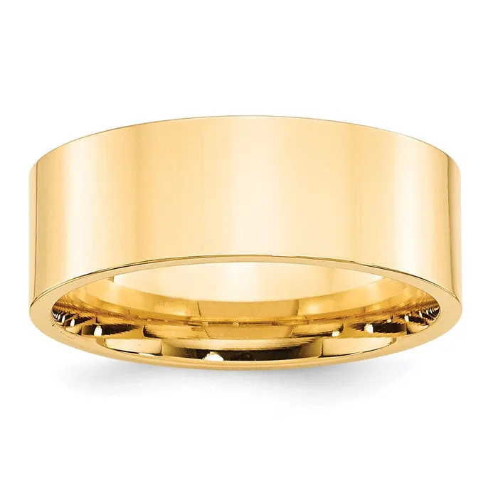 Goldia Rings Solid 18K Yellow Gold 8mm Standard Flat Comfort Fit MensWomens Wedding Band Ring Size 12