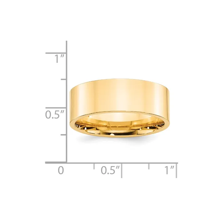 Goldia Rings Solid 18K Yellow Gold 8mm Standard Flat Comfort Fit MensWomens Wedding Band Ring Size 12