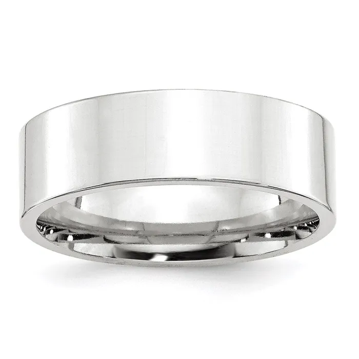Goldia Solid 10K White Gold 7mm Standard Flat Comfort Fit MensWomens Wedding Band Ring Size 125 Rings
