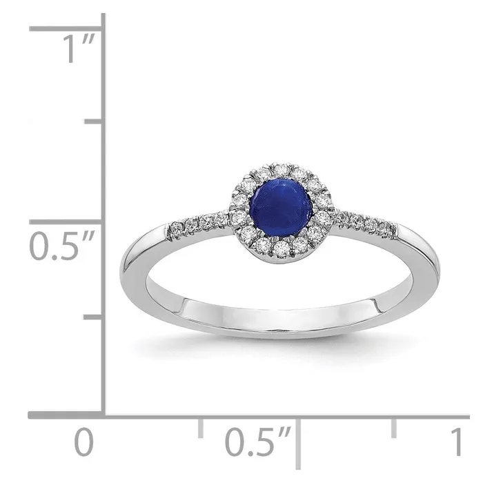 Goldia Solid 14k White Gold Simulated CZ and Cabochon Sapphire Ring Rings