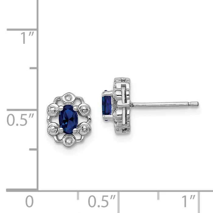 Goldia Sterling Silver Rhodiumplated Created Sapphire u0026 Diamond Earrings Earrings