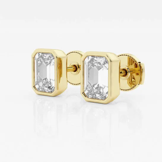 JMS always Earrings Original Brilliant Diamond 14KT Yellow Gold 3 cttw EmeraldCut Lab Grown Diamond Bezel Set Solitaire Stud Earrings for Women FGVSSI JMS always Earrings Original Brilliant Diamond 14KT Yellow Gold 3 cttw EmeraldCut Lab Grown Diamond Bezel Set Solitaire Stud Earrings for Women FGVSSI