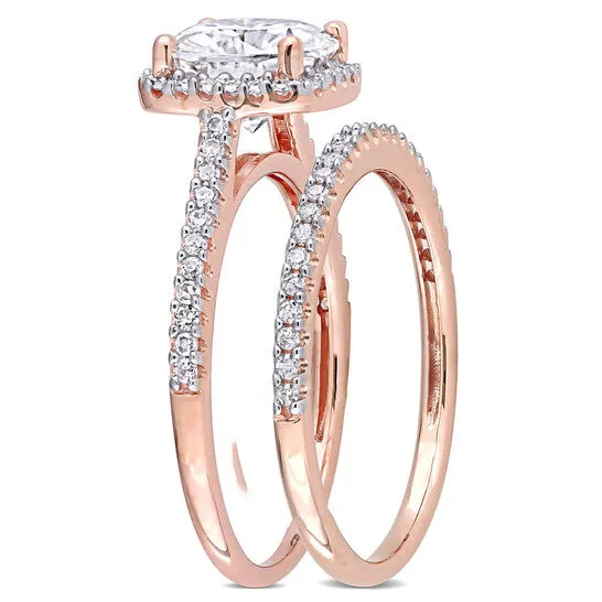 JMS always Original Amour Ladies 14k Rose Gold 2 Ct Cushion Cut White Moissanite And Diamond Wedding Set Ring Rings JMS always Original Amour Ladies 14k Rose Gold 2 Ct Cushion Cut White Moissanite And Diamond Wedding Set Ring Rings