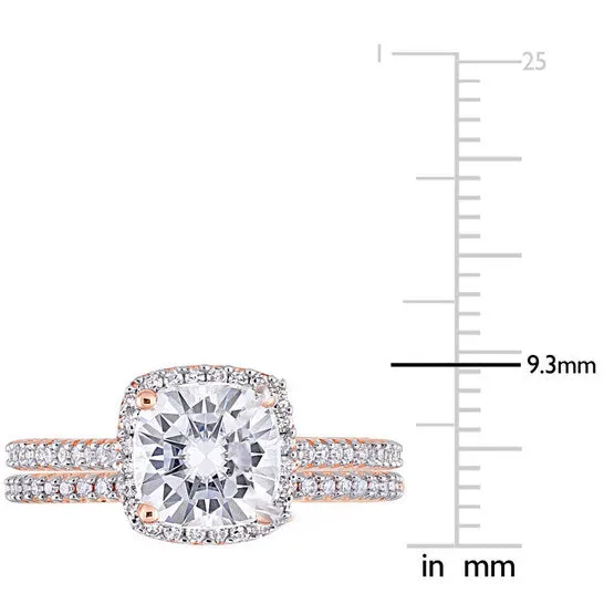 JMS always Original Amour Ladies 14k Rose Gold 2 Ct Cushion Cut White Moissanite And Diamond Wedding Set Ring Rings JMS always Original Amour Ladies 14k Rose Gold 2 Ct Cushion Cut White Moissanite And Diamond Wedding Set Ring Rings