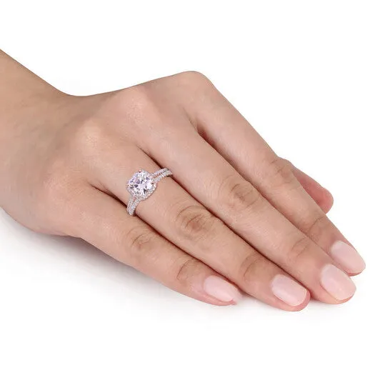 JMS always Original Amour Ladies 14k Rose Gold 2 Ct Cushion Cut White Moissanite And Diamond Wedding Set Ring Rings JMS always Original Amour Ladies 14k Rose Gold 2 Ct Cushion Cut White Moissanite And Diamond Wedding Set Ring Rings