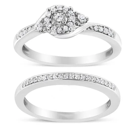 JMS always Rings Original Haus of Brilliance 925 Sterling Silver 14 Cttw Diamond Halo and Swirl Engagement Ring and Wedding Band Set IJ Color I3 Clarity JMS always Rings Original Haus of Brilliance 925 Sterling Silver 14 Cttw Diamond Halo and Swirl Engagement Ring and Wedding Band Set IJ Color I3 Clarity