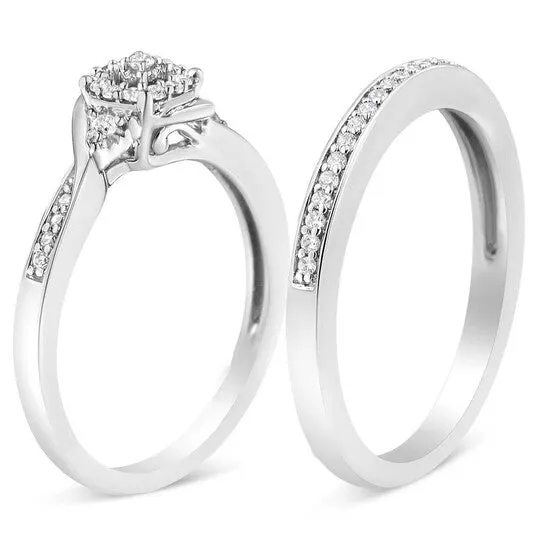 JMS always Rings Original Haus of Brilliance 925 Sterling Silver 14 Cttw Diamond Halo and Swirl Engagement Ring and Wedding Band Set IJ Color I3 Clarity JMS always Rings Original Haus of Brilliance 925 Sterling Silver 14 Cttw Diamond Halo and Swirl Engagement Ring and Wedding Band Set IJ Color I3 Clarity