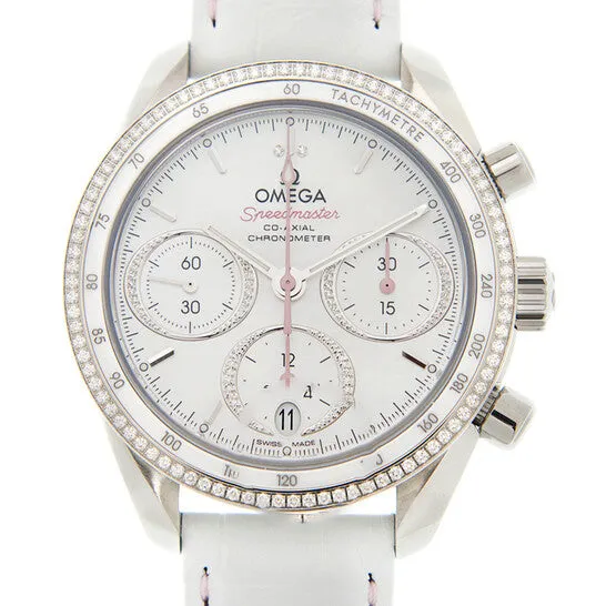 JMS always Watches Original Omega Speedmaster Chronograph Automatic Chronometer Diamond White Dial Unisex Watch 32438385055001