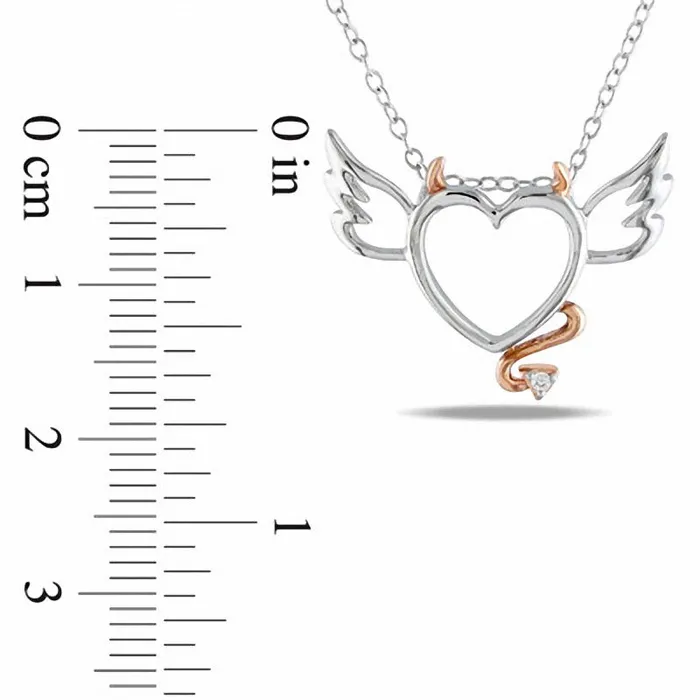 Natural Diamond Accent Devil Heart with Wings Pendant in TwoTone Sterling Silver Goldia Necklaces Natural Diamond Accent Devil Heart with Wings Pendant in TwoTone Sterling Silver Goldia Necklaces