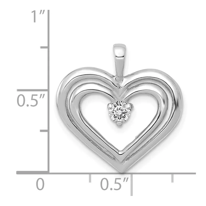 Necklaces 14k White Gold AA Real Diamond Double Heart Pendant Goldia