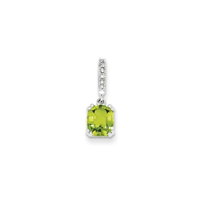 Necklaces Goldia 14k White Gold Real Diamond and Peridot Pendant